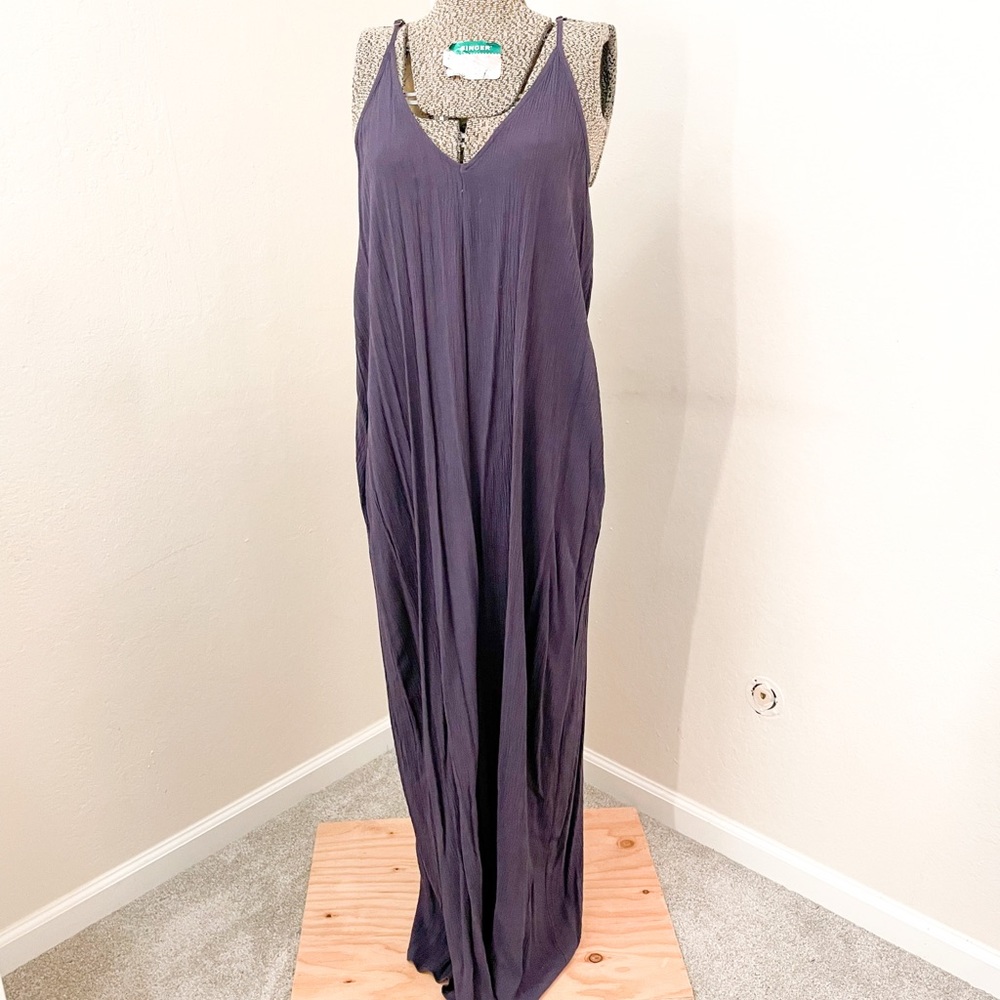 Love stitch maxi dress in bluish purple & tanish brown